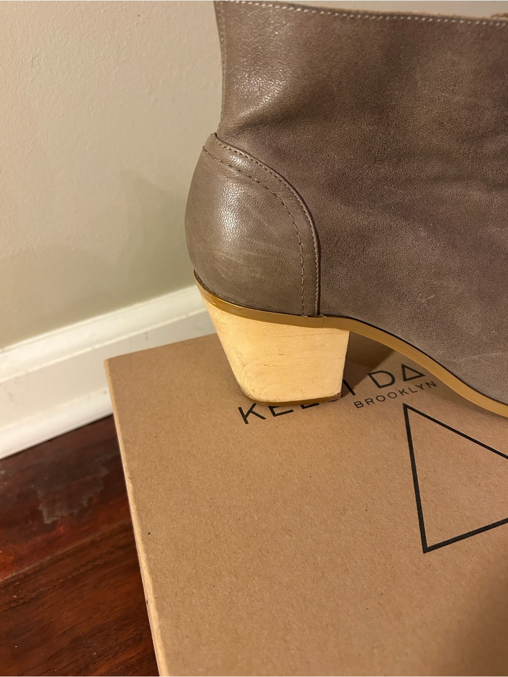 Brown Knit Block Heel Ankle Boots by Vivaia - Picture 3 of 3